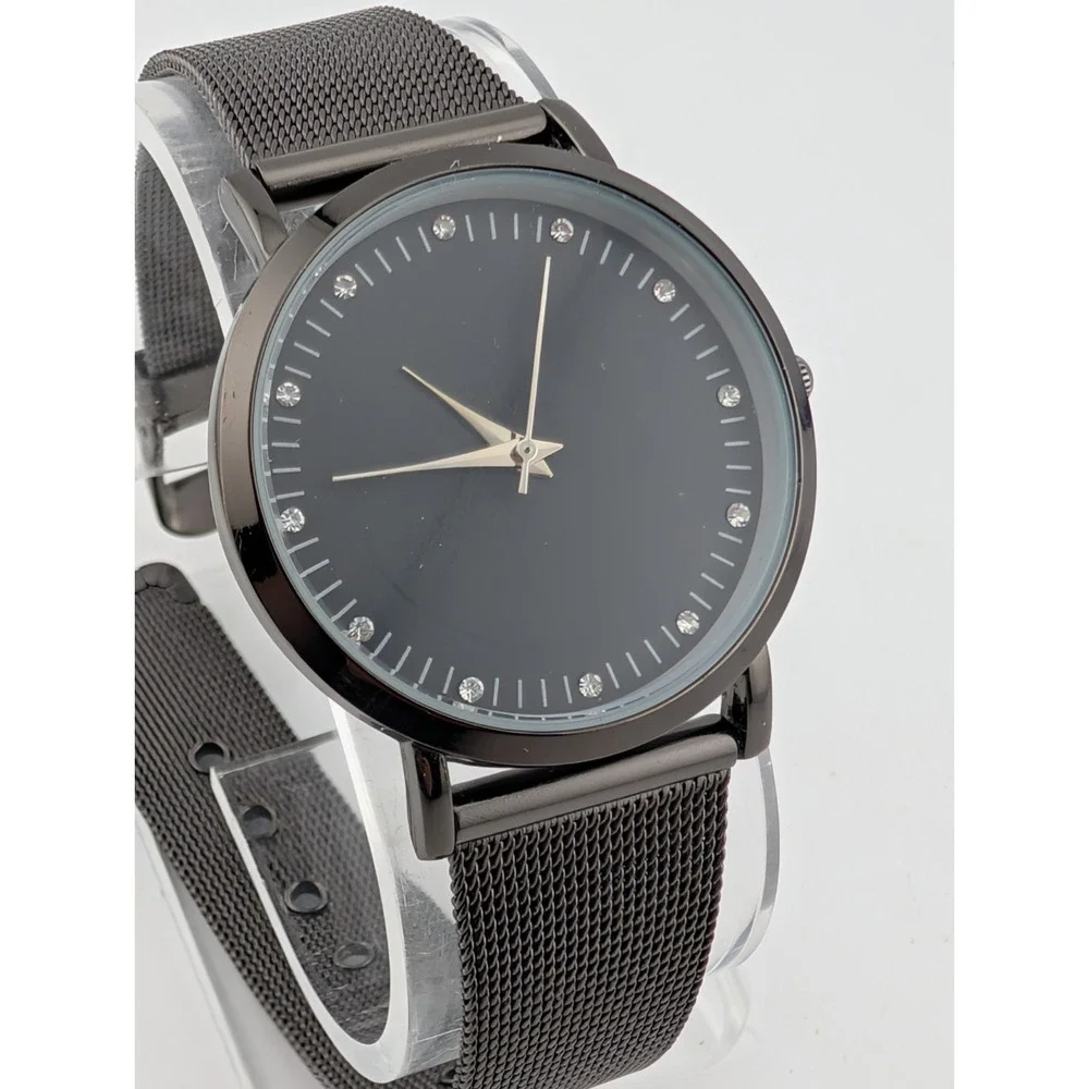 Mspci‎ Women's Watch 35mm Black Case Mesh Metal Band- New Battery